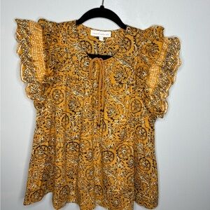 House of Harlow 1960 Yellow and Black Blouse